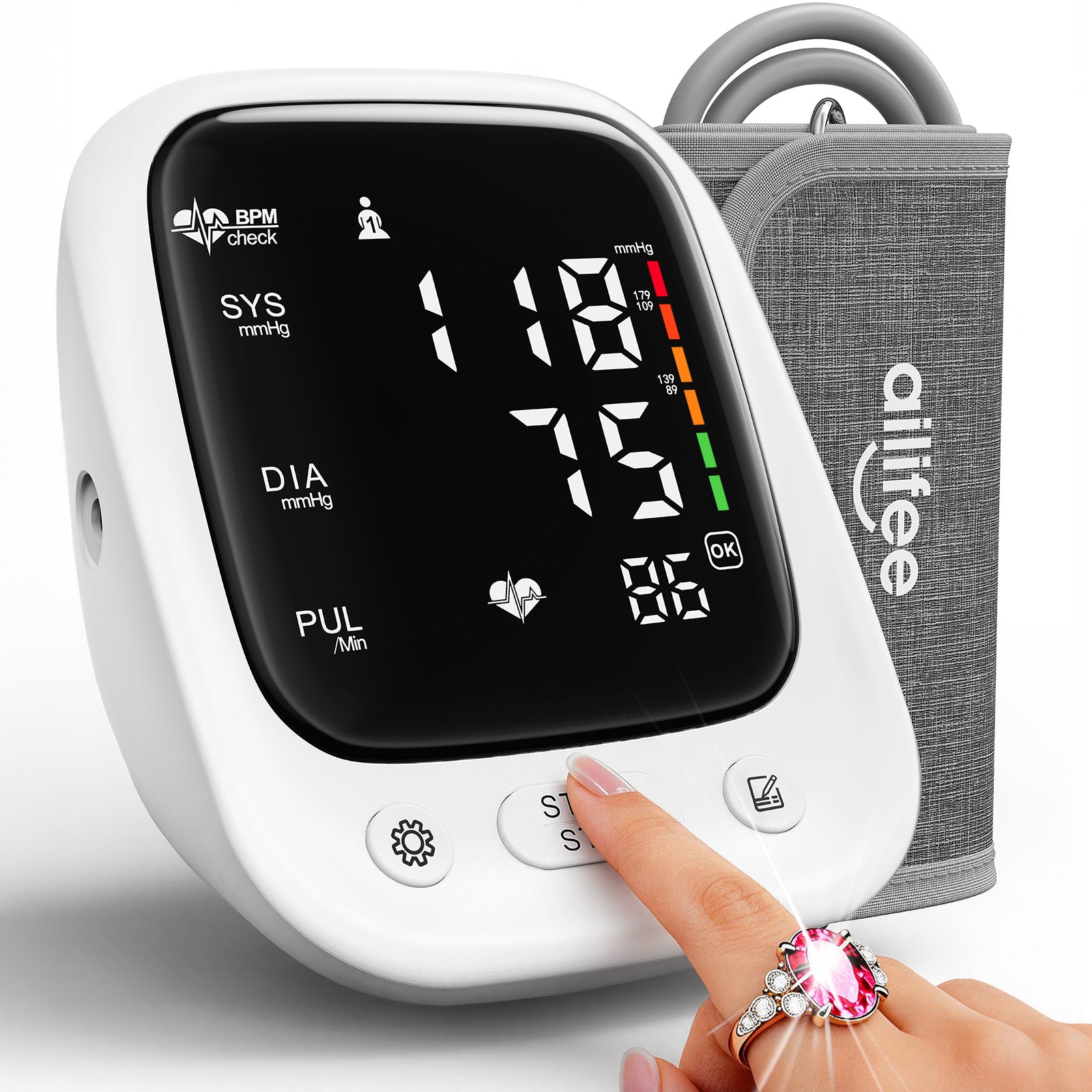 AILIFEE U181 | Professional Blood Pressure Monitor with 16.5" Wide-Range Cuff, One-Touch Clinical Accuracy & Dual-Power Mode