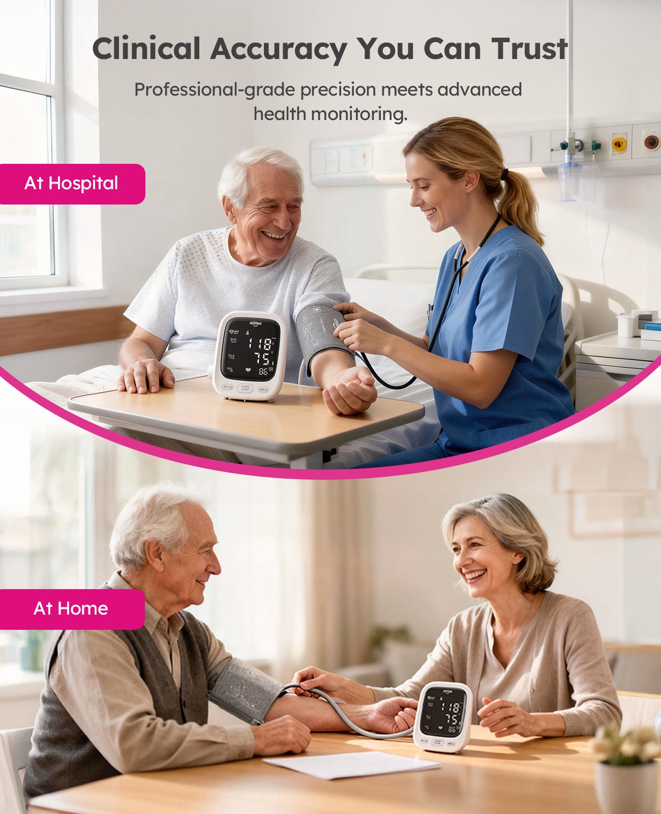AILIFEE U312 | Professional Voice-Guided Blood Pressure Monitor with 3-Color Backlit LED, Universal Wide Cuff & Dual-Power System