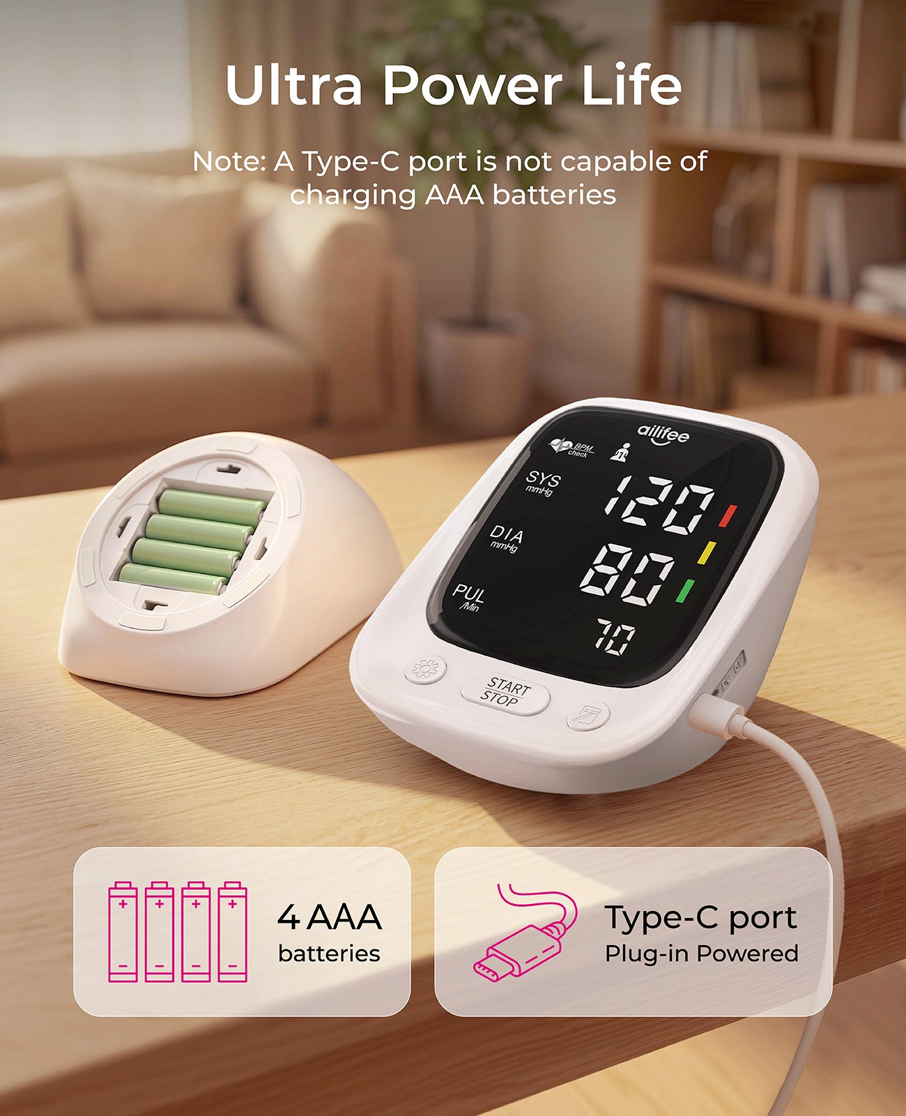 AILIFEE U181 | Professional Blood Pressure Monitor with 16.5" Wide-Range Cuff, One-Touch Clinical Accuracy & Dual-Power Mode