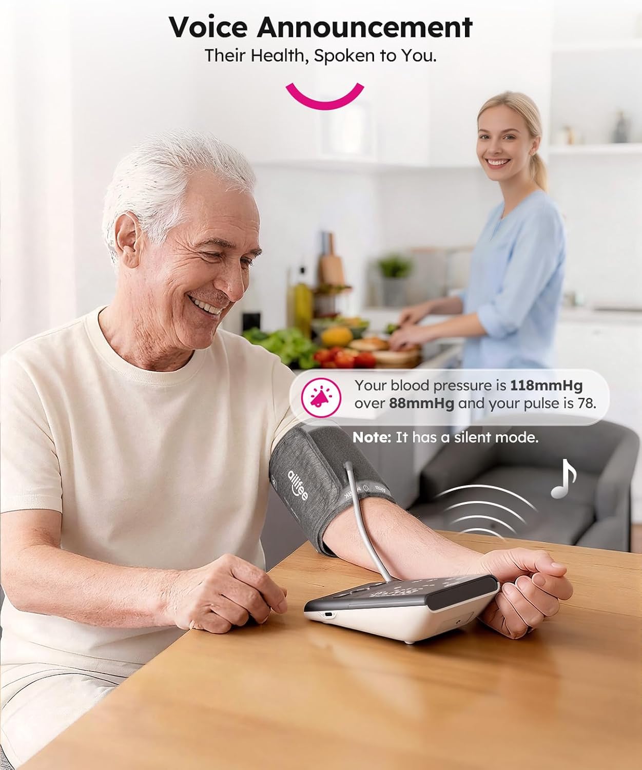 AILIFEE U392 | Professional Blood Pressure Monitor with Irregular Heartbeat Detection, Voice Broadcast & 3-Color LED Indicator