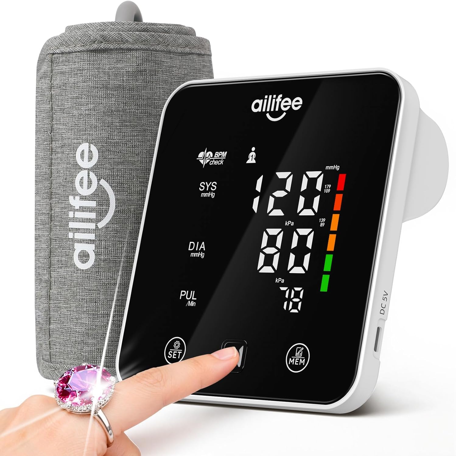AILIFEE U231 | Voice-Guided Blood Pressure Monitor with 3-Color LED Backlight, 180-Memory Dual User Mode & Universal Wide Cuff