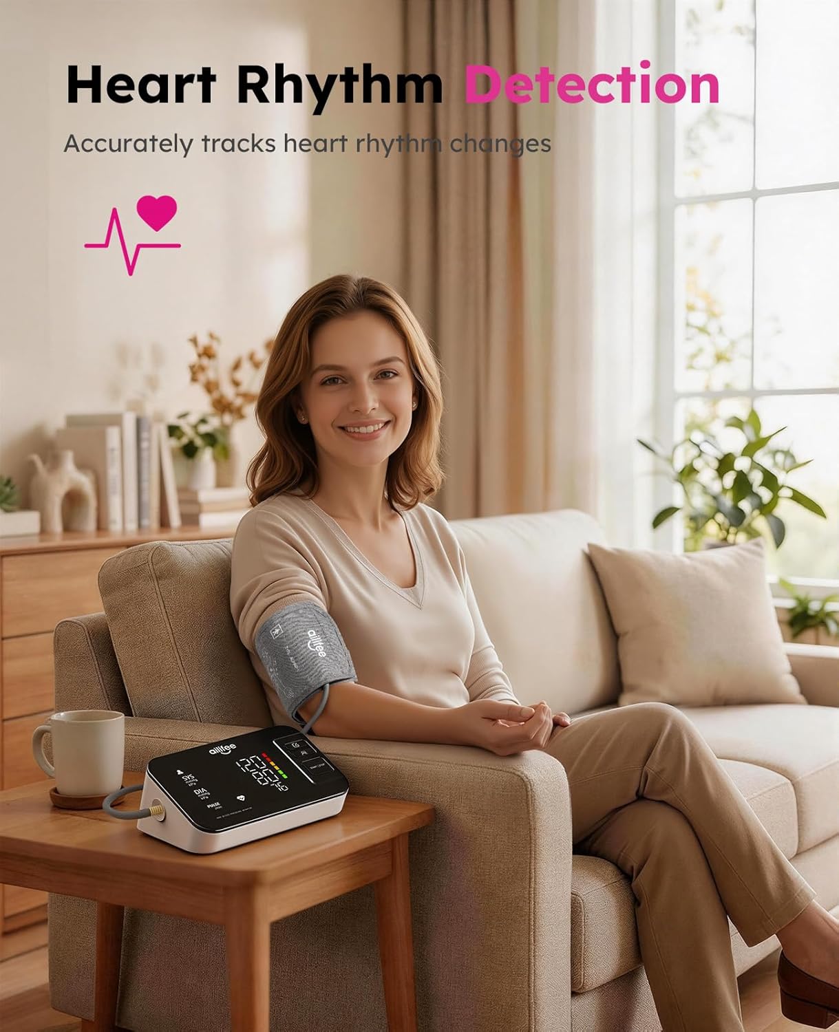 AILIFEE U632 | Rechargeable Blood Pressure Monitor with 16.5" Universal Cuff, 200-Use Battery Life, 3-Color LED & Voice Guidance