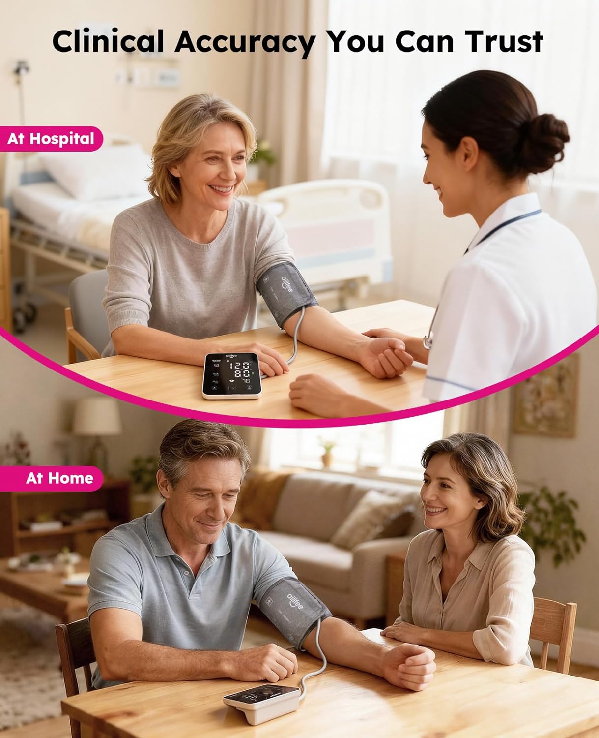 AILIFEE U231 | Voice-Guided Blood Pressure Monitor with 3-Color LED Backlight, 180-Memory Dual User Mode & Universal Wide Cuff