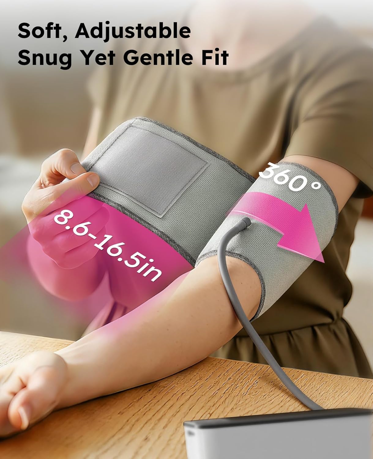 AILIFEE U632 | Rechargeable Blood Pressure Monitor with 16.5" Universal Cuff, 200-Use Battery Life, 3-Color LED & Voice Guidance