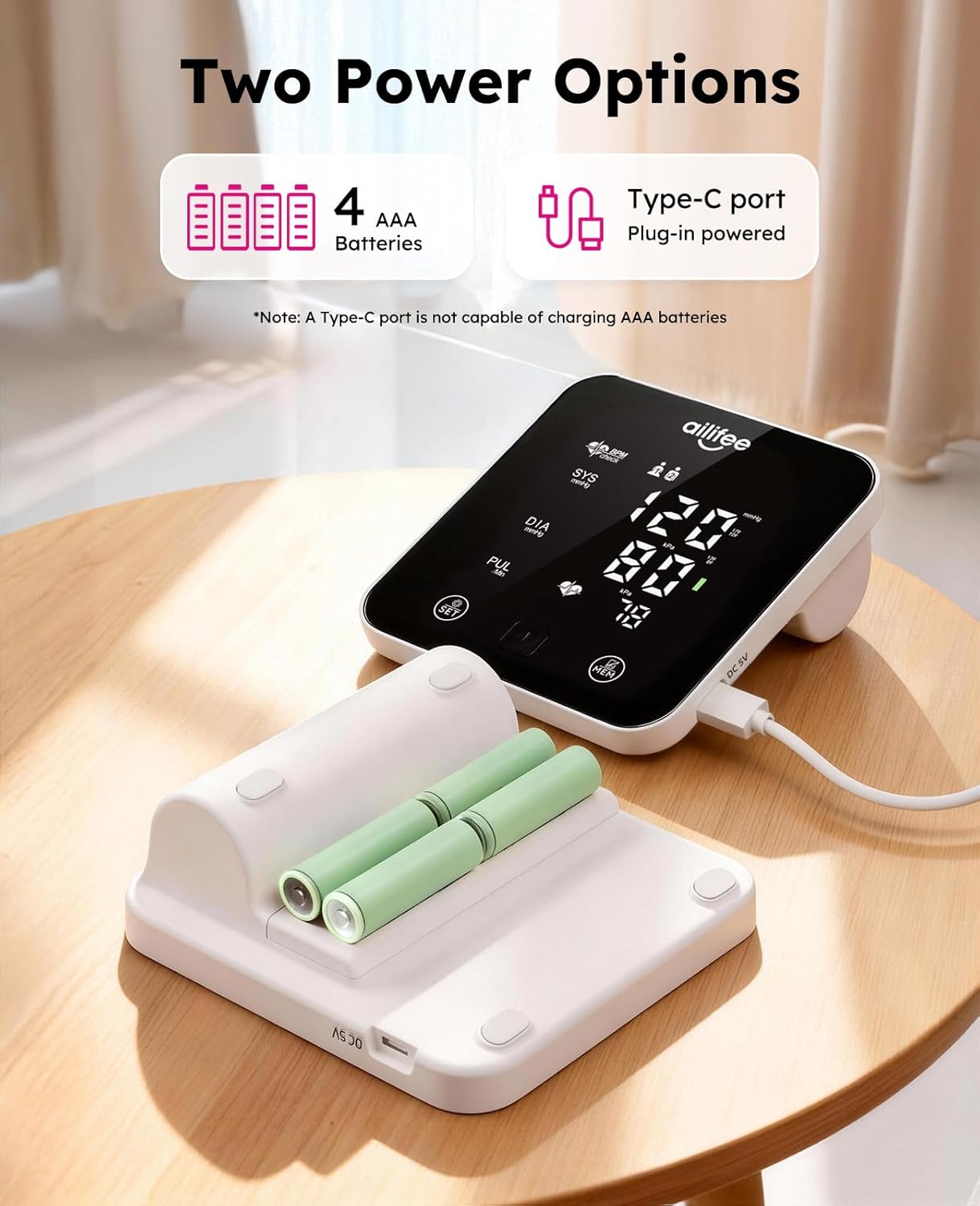 AILIFEE U231 | Voice-Guided Blood Pressure Monitor with 3-Color LED Backlight, 180-Memory Dual User Mode & Universal Wide Cuff